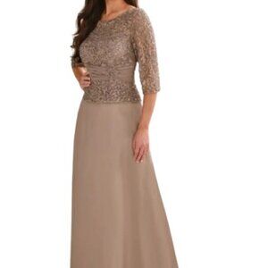 NWT Mon Cheri 114657SL Chiffon Mother of the Bride Dress Mink Size 20